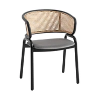 LeisureMod Dining Chair With Stainless Steel Legs Velvet Seat and Wicker Back