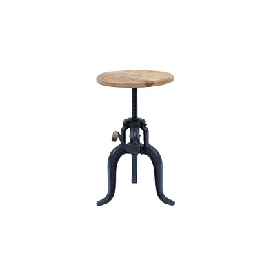 Global Archive Industrial Solid Wood and Iron Crank Table