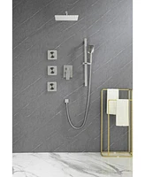 Shower System with Shower Head, Hand Shower, Slide Bar, Bodysprays, Shower Arm, Hose, Valve Trim, and Lever Handles