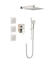 Shower System with Shower Head, Hand Shower, Slide Bar, Bodysprays, Shower Arm, Hose, Valve Trim, and Lever Handles
