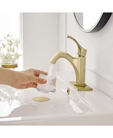 Single-Handle Single-Hole Farmhouse Bathroom Faucet Drip-Free Lavatory Rv Sink Brushed Gold