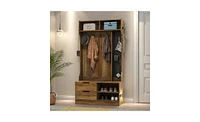 Hall Tree – Entryway Storage with Hooks and Bench for Coats, Shoes, and Accessories