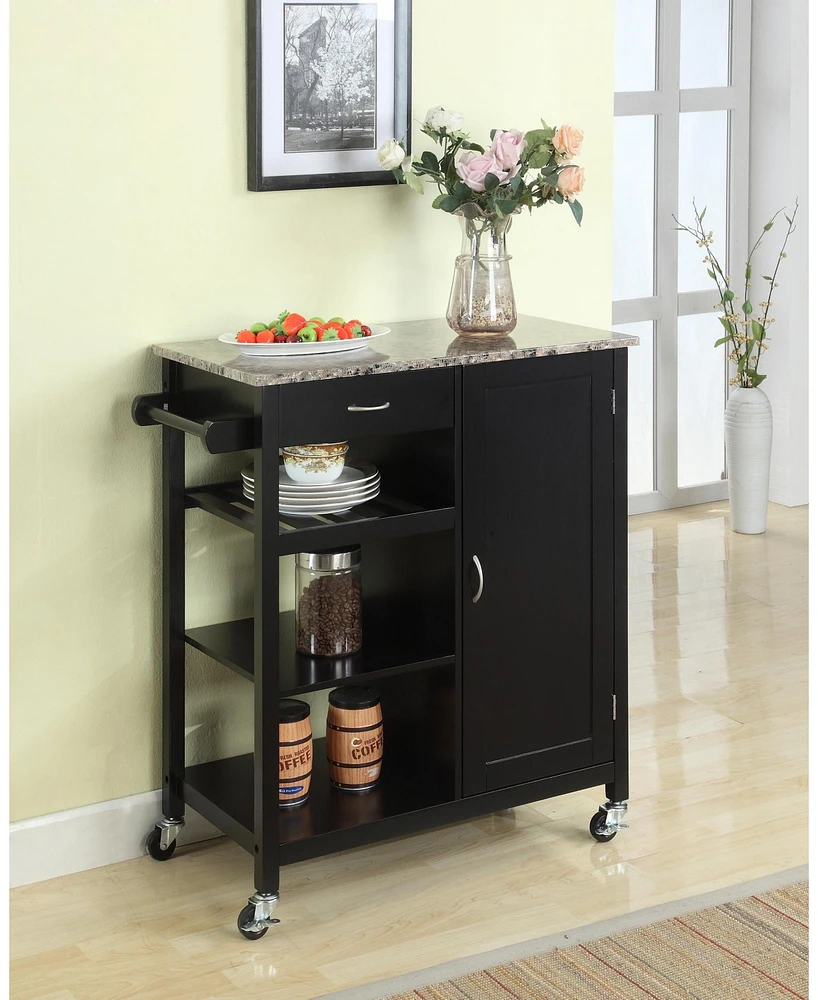 Kings Brand Furniture - Wood & Marble Finish Top Kitchen Storage Cabinet Cart