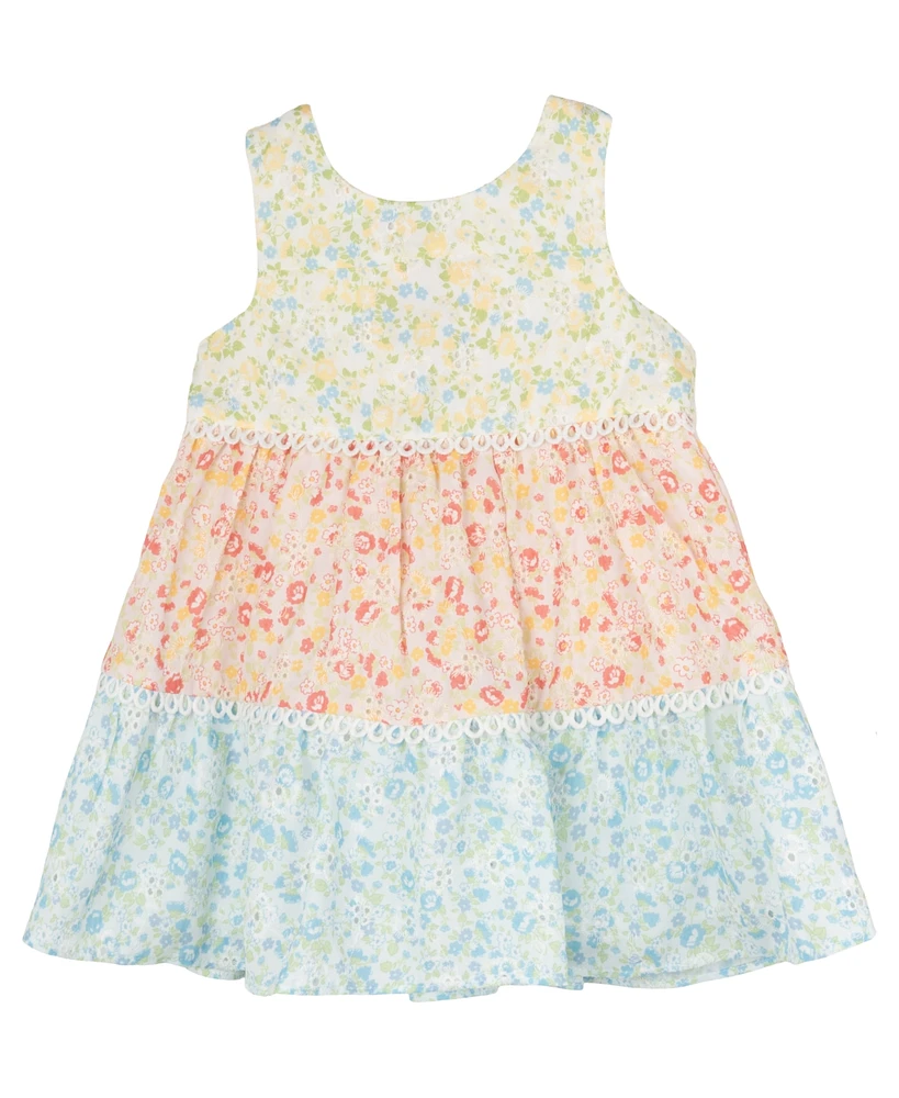 Rare Editions Baby Girls Colorblock Eyelet Dress