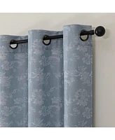 Kate Aurora 2 Piece Versailles Floral Grommet Top Window Curtain Panels