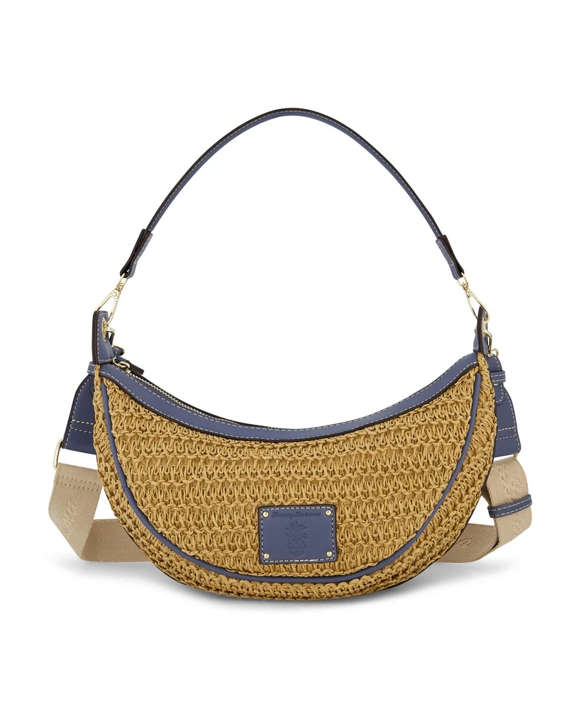 Tommy Bahama Raffia Crescent Hobo Bag