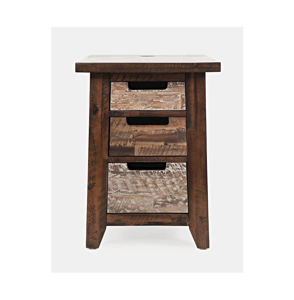 Painted Canyon Rustic Solid Acacia Usb Charging End Table