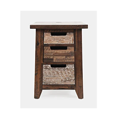Painted Canyon Rustic Solid Acacia Usb Charging End Table