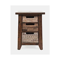 Painted Canyon Rustic Solid Acacia Usb Charging End Table