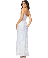 Betsy & Adam Women's Side-Slit Sequinned Evening Gown