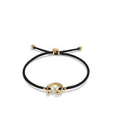 UNOde50 Black Thread Cultivated Pearl Leather Bracelet