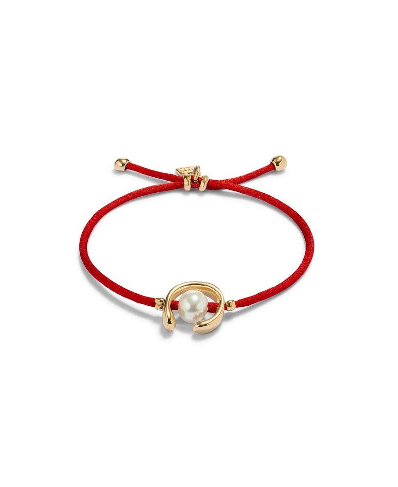 UNOde50 Red Thread Cultivated Pearl Leather Bracelet