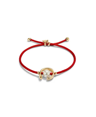 UNOde50 Red Thread Cultivated Pearl Leather Bracelet