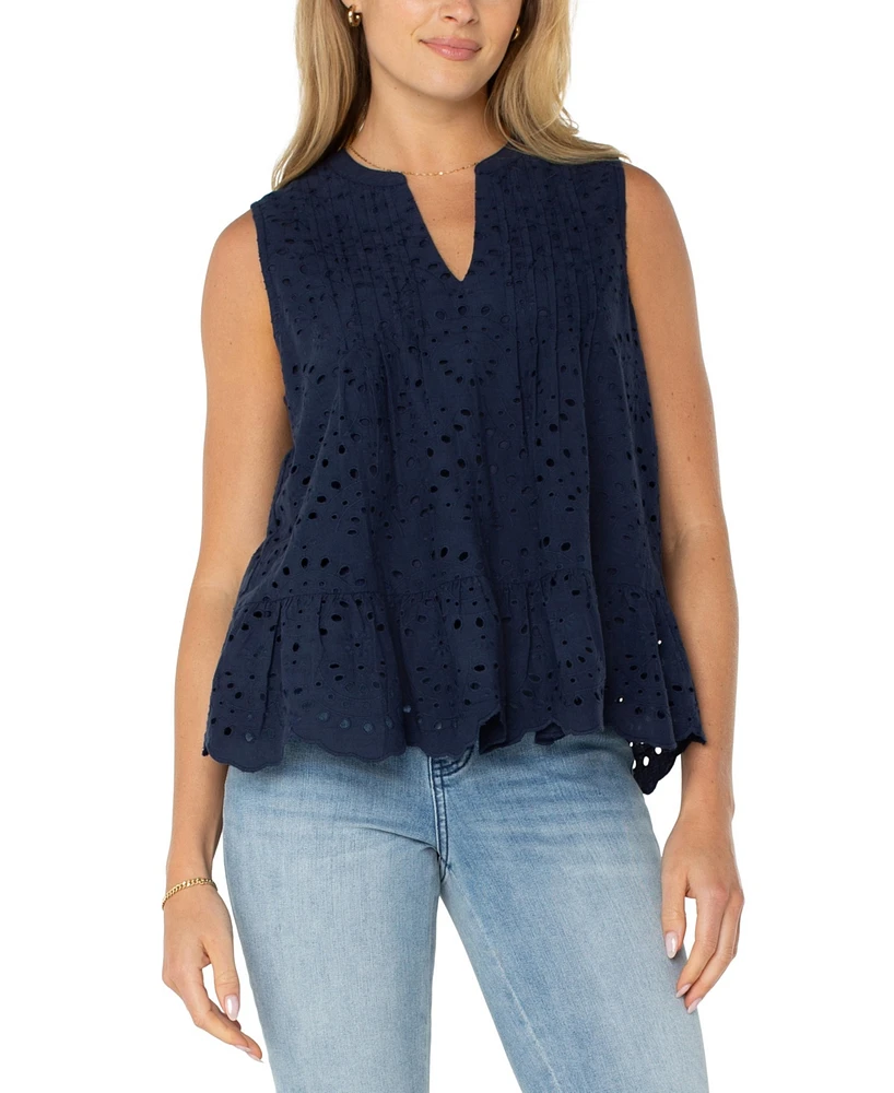 Liverpool Los Angeles Women's Sleeveless Eyelet Top