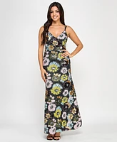 Morgan & Company Juniors' Floral Sequin V-Neck Sleeveless Gown