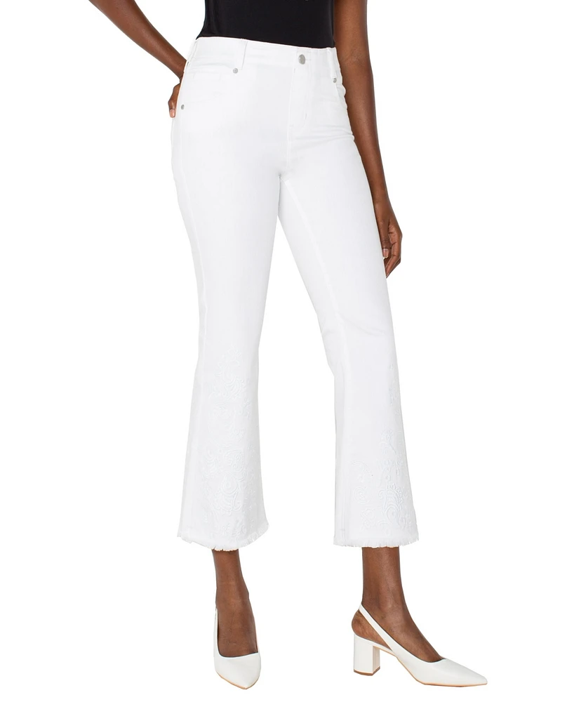Liverpool Los Angeles Women's Gia Glider Crop Flare Embroidered Jeans