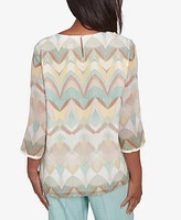 Alfred Dunner Women's Kensington Gardens Chevron Textured Top