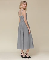 Avec Les Filles Women's Gingham Drop-Waist Midi Dress