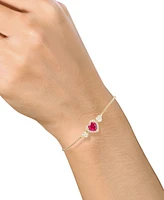 Lab-Grown Ruby (1-1/2 ct. t.w.), Lab-Grown White Sapphire (1/4 ct. t.w.) & Diamond Accent Heart Slider Bracelet in 14K Gold Over Sterling Silver