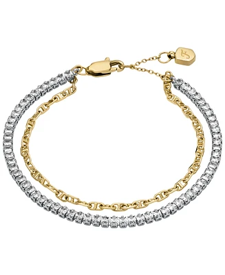 Fossil Heritage D-Link Glitz Two-Tone Stainless Steel Tennis Bracelet