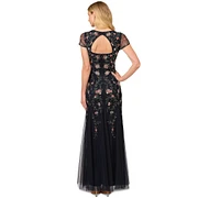 Adrianna Papell Women's Square-Neck Beaded Sequin Gown