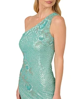 Adrianna Papell Women's One-Shoulder Beaded Sequin Dress