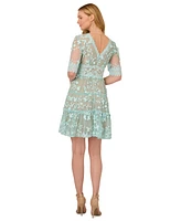 Adrianna Papell Women's V-Neck Lace Embroidery Dress