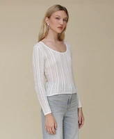 Avec Les Filles Women's Scoop-Neck Pullover Sweater