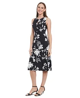 London Times Petite Printed Sleeveless Midi Dress