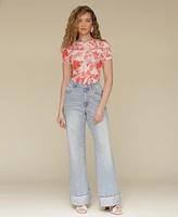 Avec Les Filles Women's Floral-Print Fitted T-Shirt