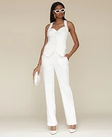 Avec Les Filles Women's Side-Button Full-Length Trousers