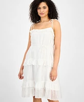 julia jordan Women's Clip-Dot Tie-Strap Midi Dress