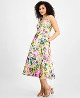 julia jordan Women's Floral-Print Fit & Flare Dress