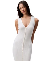 Calvin Klein Jeans Women's Rib-Knit Sleeveless Midi Dress