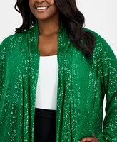 Anne Klein Plus Open-Front Sequin Cardigan