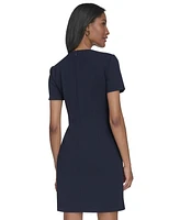 Halston Women's Bow-Shoulder Short-Sleeve Shift Dress