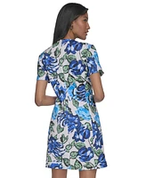Halston Women's Printed Fit & Flare Short-Sleeve Dress