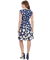 London Times Petite Printed Sleeveless Fit & Flare Dress