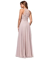 Xscape Petite Beaded Sleeveless High-Neck Gown