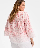 Style & Co Plus Size Printed Pintuck Top, Exclusively at Macy's