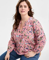 Style & Co Plus Floral-Print Blouse, Exclusively at Macy's