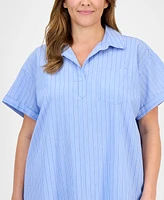 Style & Co Plus Stripe Popover Shirtdress, Exclusively at Macy's