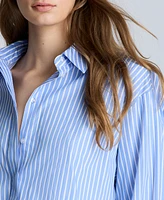 Kenneth Cole Women's Cotton Striped Cropped Shirt