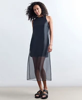 Kenneth Cole Women's Sheer-Overlay Midi Dress