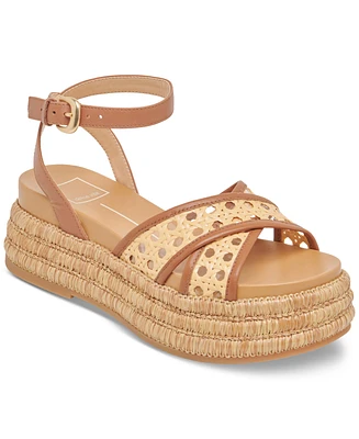 Dolce Vita Women's Wriley Crossband Raffia Woven Demi Wedge Sandals