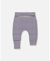 Deux par Baby Boys Printed Cotton Evolutive Pant Striped Navy