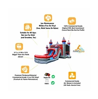 JumpOrange Titanium Commercial Grade Bounce House Water Slide Combo with Pool for Kids and Adults (with Blower), Basketball Hoop, Wet Dry Use, Outdoor