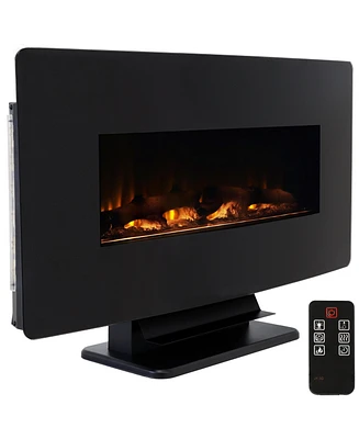 Curved Face Indoor Led Electric Fireplace - Floating/Tabletop- 7 Flame Colors
