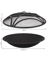 Replacement Steel Fire Pit Bowl with Round Spark Screen