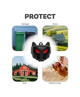 Wall-Mounted Solar Nocturnal Animal Repellers - Waterproof Design - Red Flashing Lights - Battery Included